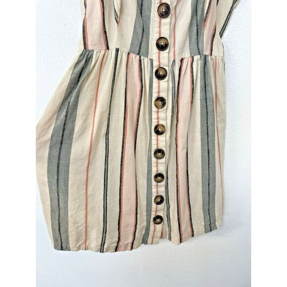 Shyanne Womens Sm Western Sundress Mini Linen Adjustable Straps Button Down - Picture 6 of 16